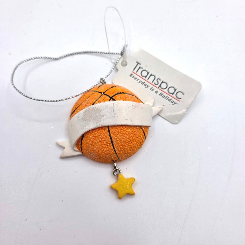 Transpac Basketball Christmas Ornament Blank Banner Personalized Star Y3253‎